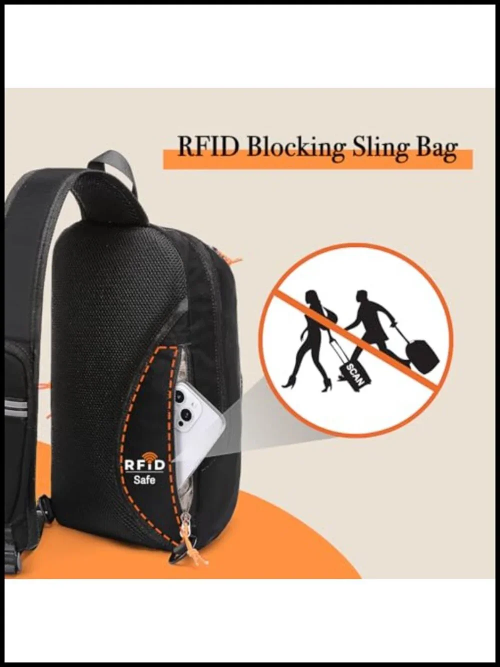 Anti Theft Sling Backpack Crossbody Hiking Daypack RFID Blocking Travel Chest